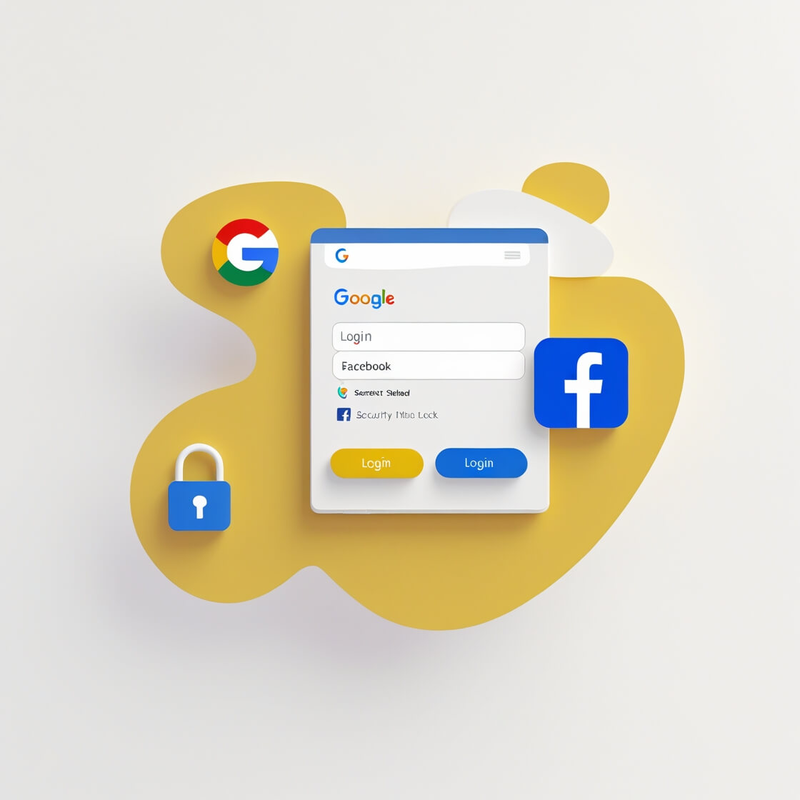 Pantalla de acceso con inicio de sesión mediante Google y Facebook