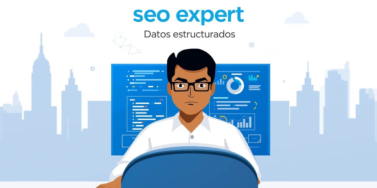 datos estructurados Técnico revisando en pantalla los datos estructurados de una web