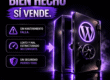 Cartel «WordPress bien hecho sí vende» con una caja fuerte y los riesgos de una web sin mantenimiento ni seguridad