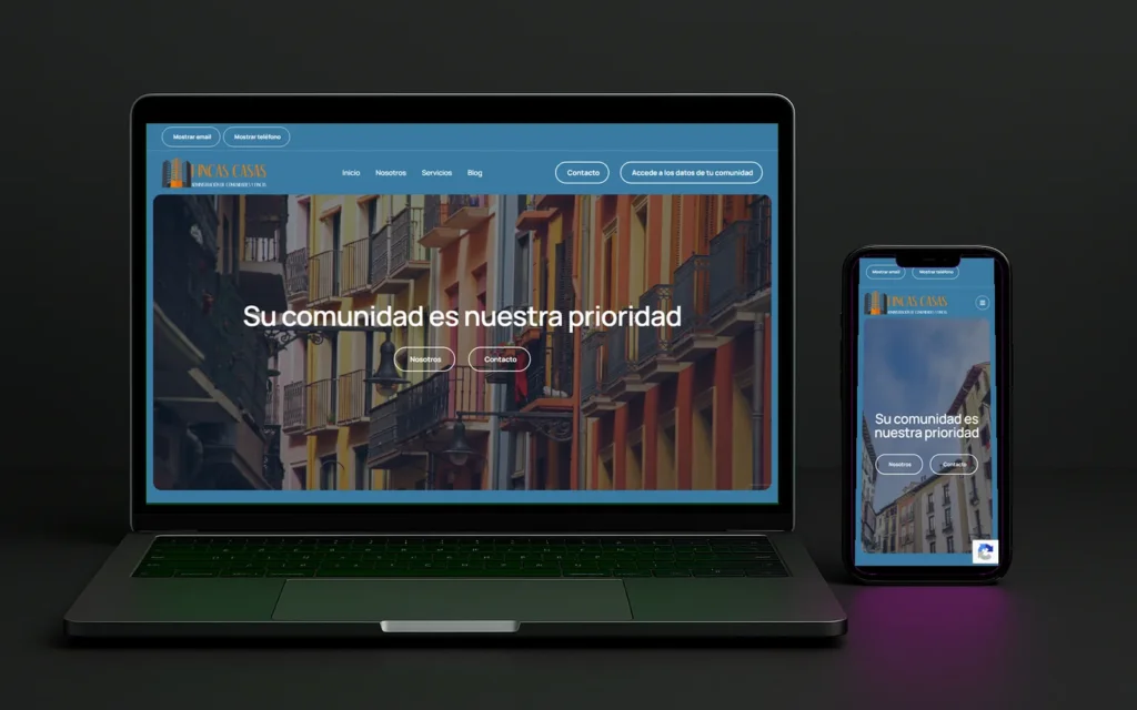 Web de Fincas Casas vista en ordenador y en móvil