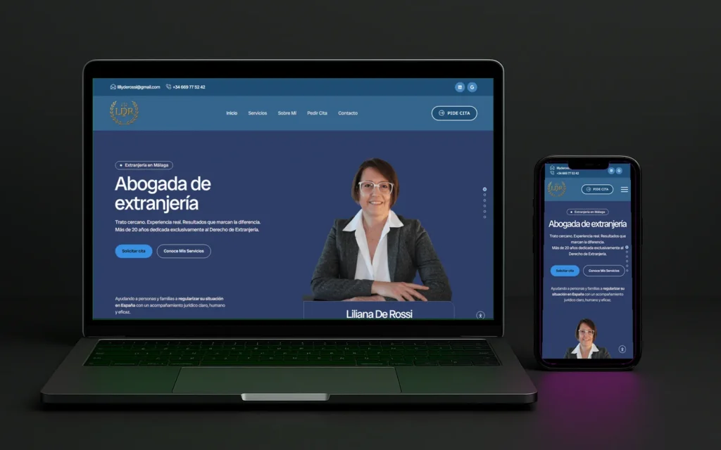 Web de Málaga Extranjería vista en ordenador y en móvil