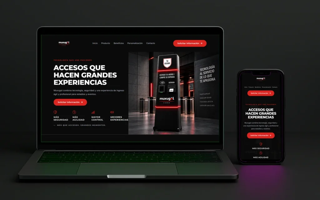 Web de Muxugol vista en ordenador y en móvil