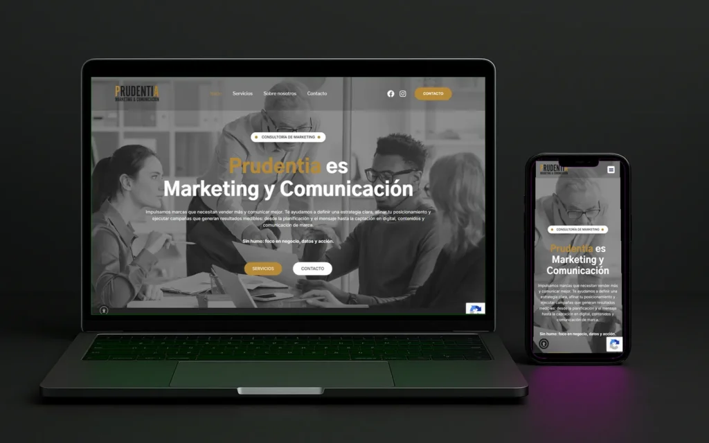 Web de Prudentia vista en ordenador y en móvil