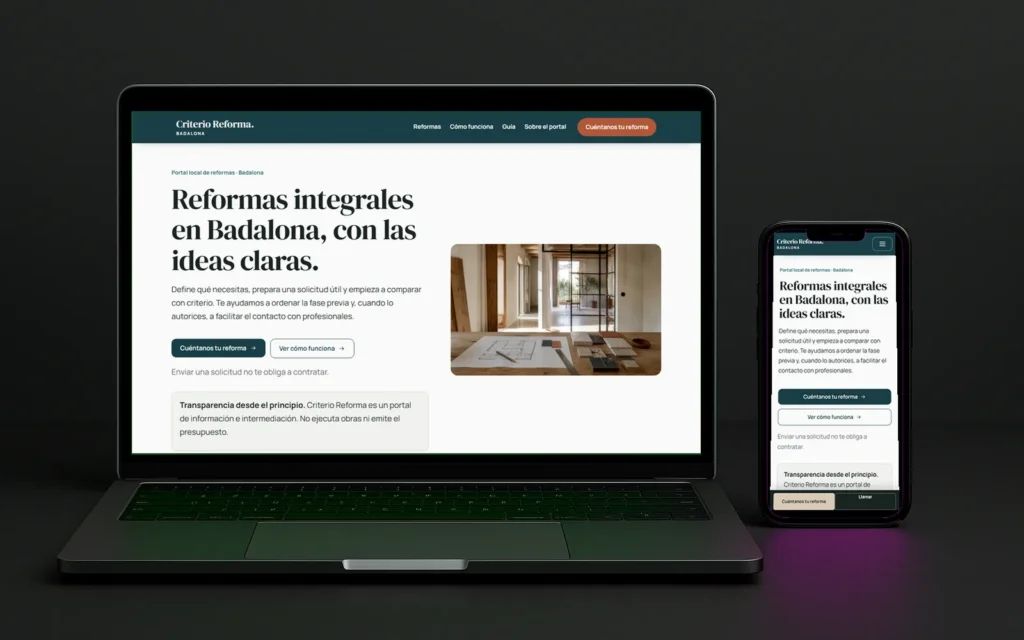 Web de Reformas Integrales Badalona vista en ordenador y en móvil