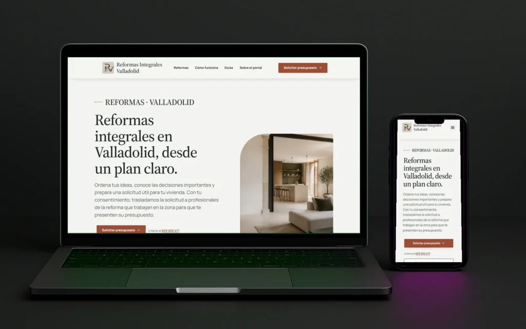 Web de Reformas Integrales Valladolid vista en ordenador y en móvil