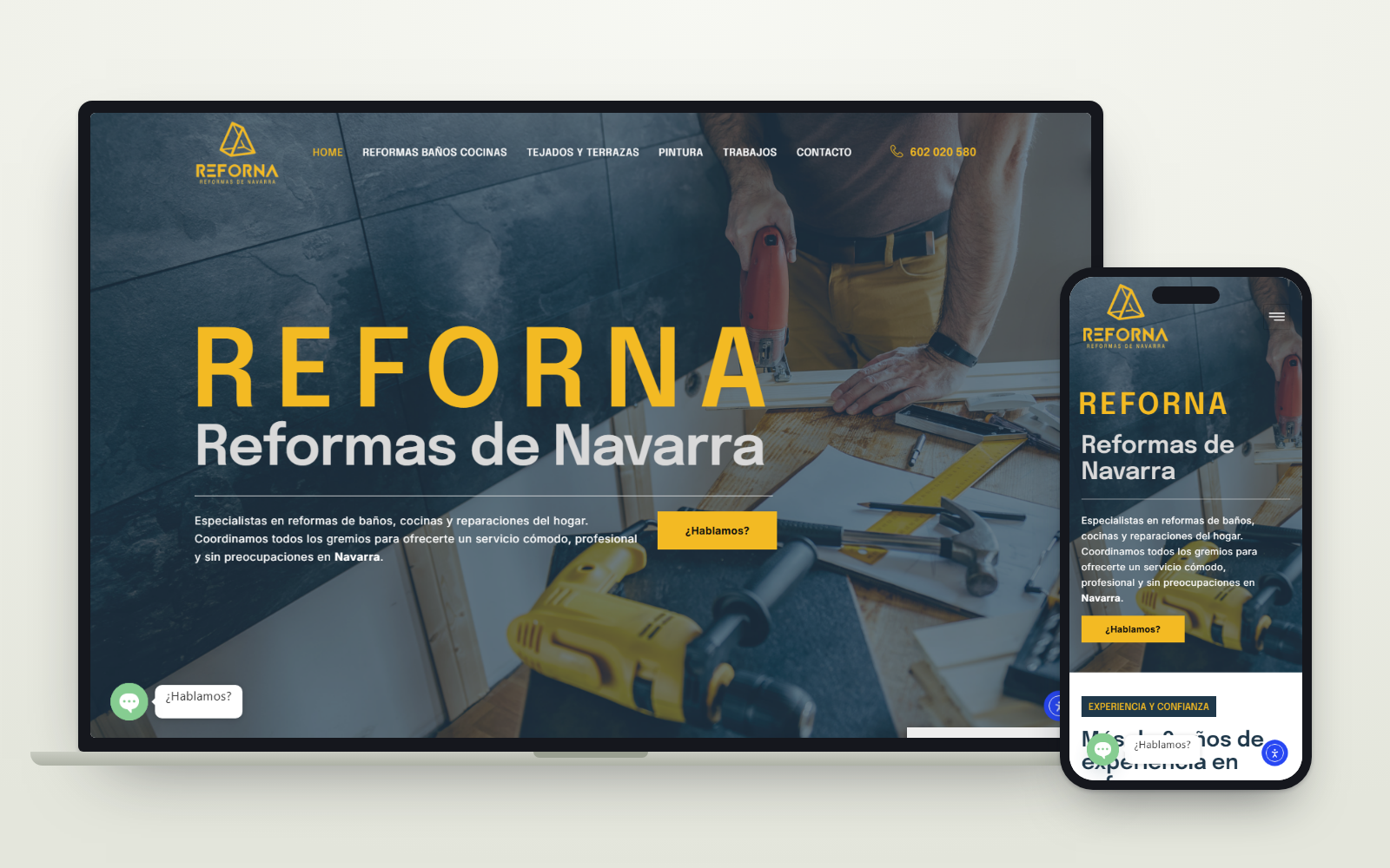 Web de Reforna vista en ordenador y en móvil